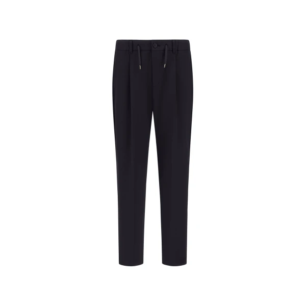 Herno Black Trousers in Cotton-Effect Stretch Fabric | Men's Trousers | Luxury Shoes 