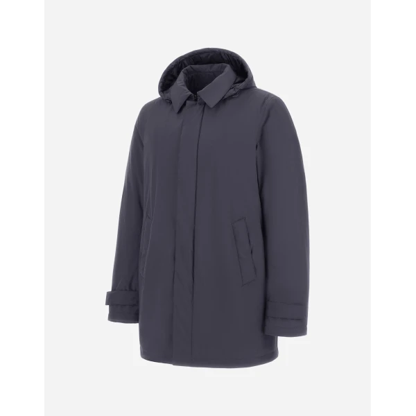Herno Blue Long Parka in 2-Layer Windstopper | Men's Coats | Luxury Shoes 