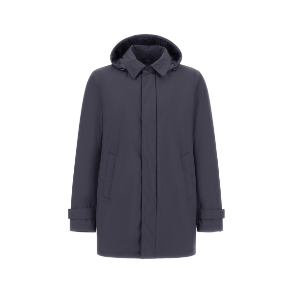 Herno Blue Long Parka in 2-Layer Windstopper | Men's Coats | Luxury Shoes 