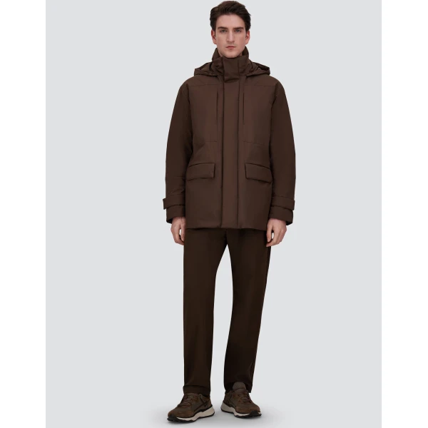 Herno Brown Hooded Parka in 2 Layers Windstopper | Men's Coats | Luxury Shoes 