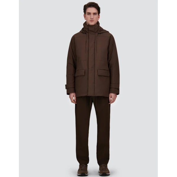 Herno Brown Hooded Parka in 2 Layers Windstopper | Men's Coats | Luxury Shoes 