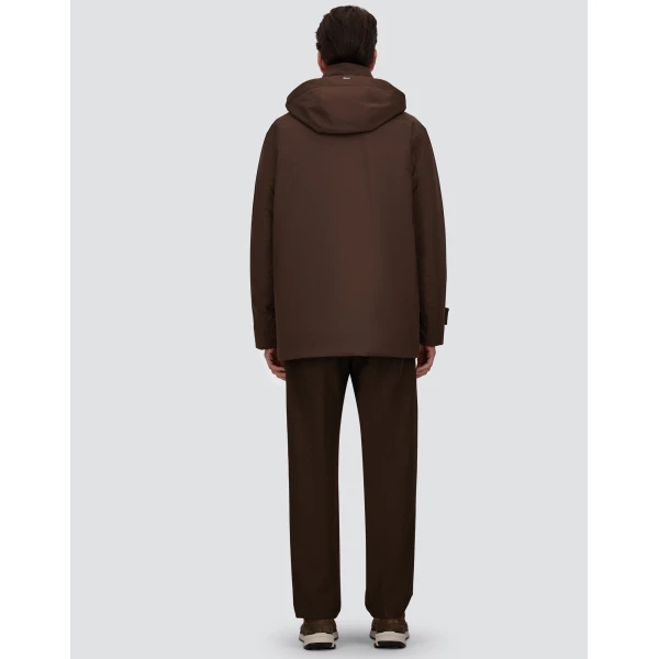 Herno Brown Hooded Parka in 2 Layers Windstopper | Men's Coats | Luxury Shoes 