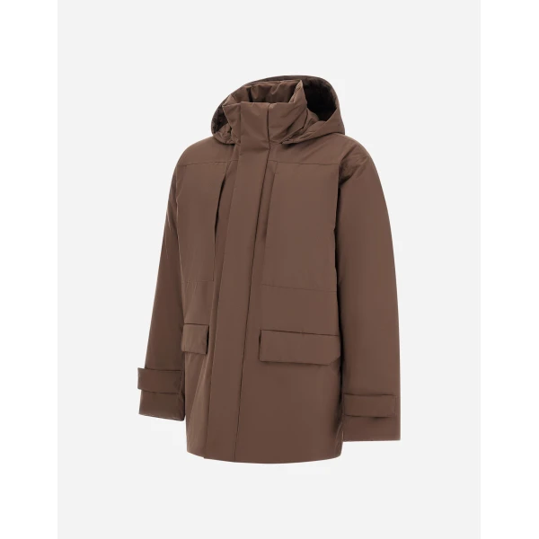 Herno Brown Hooded Parka in 2 Layers Windstopper | Men's Coats | Luxury Shoes 