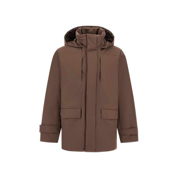 Herno Brown Hooded Parka in 2 Layers Windstopper | Men's Coats | Luxury Shoes 