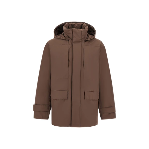 Brown Hooded Parka in 2 Layers Windstopper