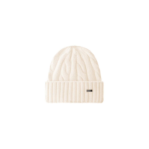 Herno Cable-Knit Wool Beanie in Milk White | Men's Hats | Luxury Shoes 