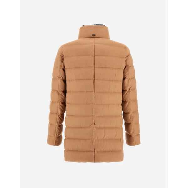 Herno Camel Carcoat in Cashmere, Silk and Monogram | Men's Coats | Luxury Shoes 