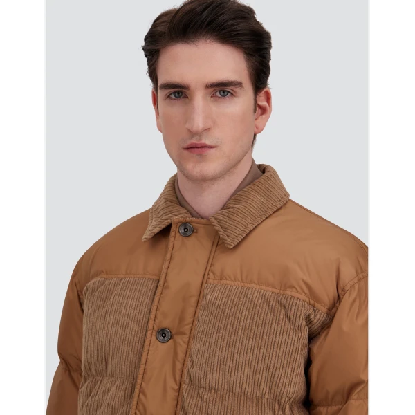 Herno Camel Jacket in Corduroy and Nylon Chamonix | Men's Jackets | Luxury Shoes 