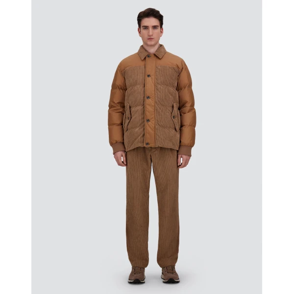 Herno Camel Jacket in Corduroy and Nylon Chamonix | Men's Jackets | Luxury Shoes 