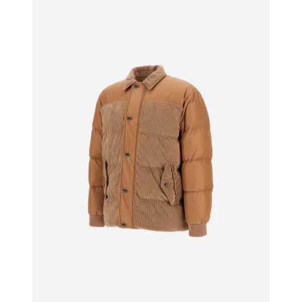 Herno Camel Jacket in Corduroy and Nylon Chamonix | Men's Jackets | Luxury Shoes 