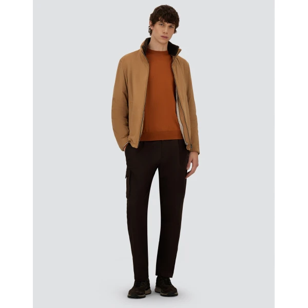 Herno Camel Resort Bomber Jacket in Suede-Effect Microfibre and Light Faux Fur | Men's Jackets | Luxury Shoes 
