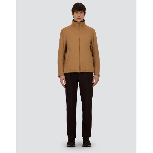 Herno Camel Resort Bomber Jacket in Suede-Effect Microfibre and Light Faux Fur | Men's Jackets | Luxury Shoes 