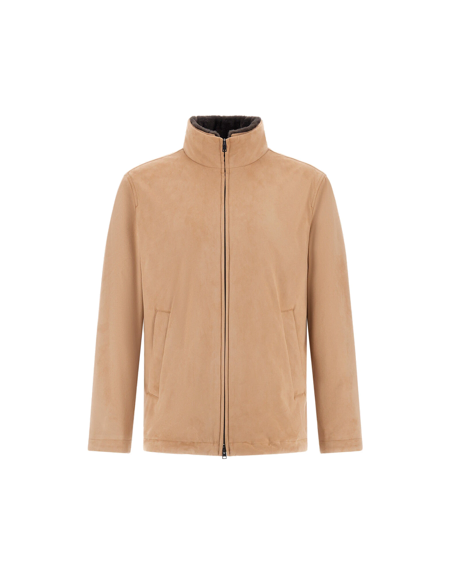 Herno Camel Resort Bomber Jacket in Suede-Effect Microfibre and Light Faux Fur Herno Camel Resort Bomber Jacket in Suede-Effect Microfibre and Light Faux Fur | Men's Jackets | Luxury Shoes