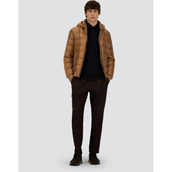 Herno Camel Resort Bomber Jacket in Ultralight Nylon and Suede-Effect Microfibre | Men's Jackets | Luxury Shoes 