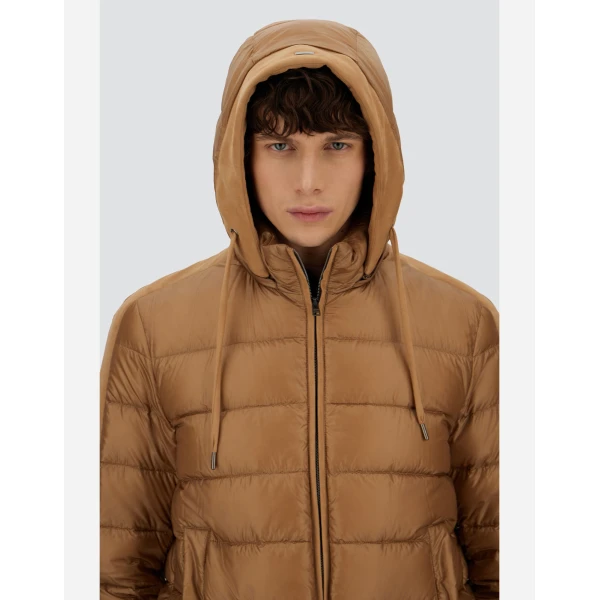 Herno Camel Resort Bomber Jacket in Ultralight Nylon and Suede-Effect Microfibre | Men's Jackets | Luxury Shoes 