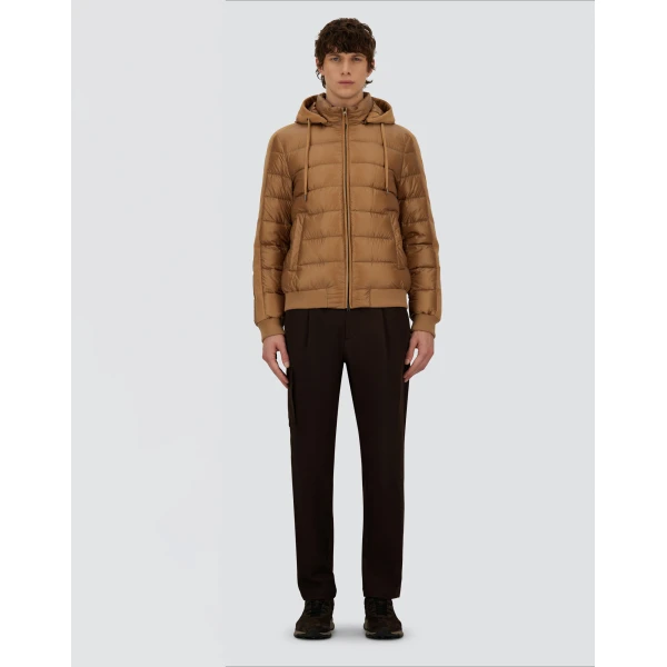 Herno Camel Resort Bomber Jacket in Ultralight Nylon and Suede-Effect Microfibre | Men's Jackets | Luxury Shoes 
