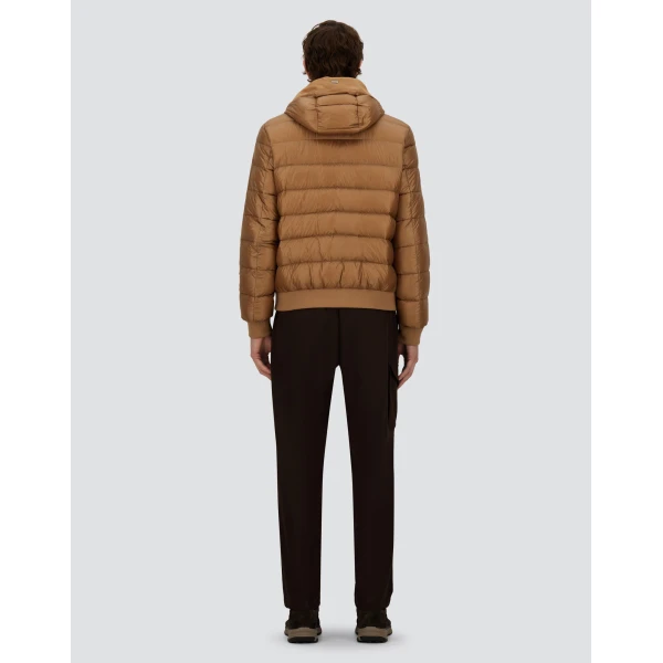 Herno Camel Resort Bomber Jacket in Ultralight Nylon and Suede-Effect Microfibre | Men's Jackets | Luxury Shoes 