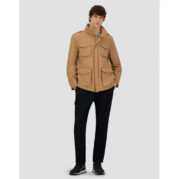 Herno Camel Resort Field Jacket in Bouclé Wool and Technical Stretch Fabric | Men's Jackets | Luxury Shoes 