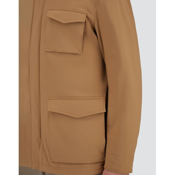 Herno Camel Resort Field Jacket in Bouclé Wool and Technical Stretch Fabric | Men's Jackets | Luxury Shoes 