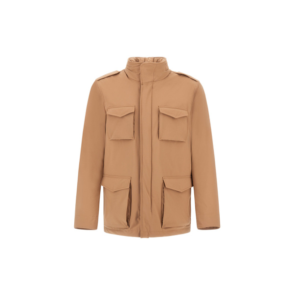 Herno Camel Resort Field Jacket in Bouclé Wool and Technical Stretch Fabric | Men's Jackets | Luxury Shoes 