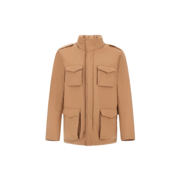 Herno Camel Resort Field Jacket in Bouclé Wool and Technical Stretch Fabric | Men's Jackets | Luxury Shoes 