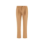Herno Camel Resort Trousers in Wool-Blend Melange Flannel | Men's Trousers | Luxury Shoes 