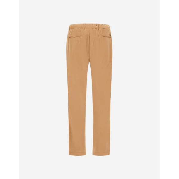 Herno Camel Resort Trousers in Wool-Blend Melange Flannel | Men's Trousers | Luxury Shoes 