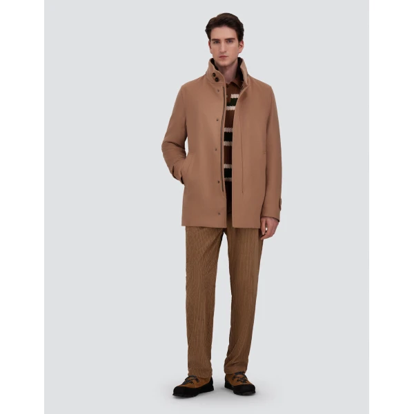 Herno Camel Short Coat in Pure Cashmere and Suede Effect | Men's Coats | Luxury Shoes 