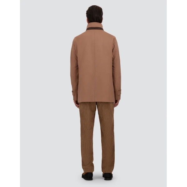 Herno Camel Short Coat in Pure Cashmere and Suede Effect | Men's Coats | Luxury Shoes 