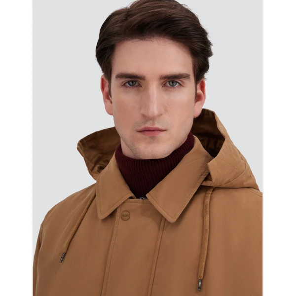 Herno Camel Short Parka in Waxed Cotton Blend | Men's Coats | Luxury Shoes 