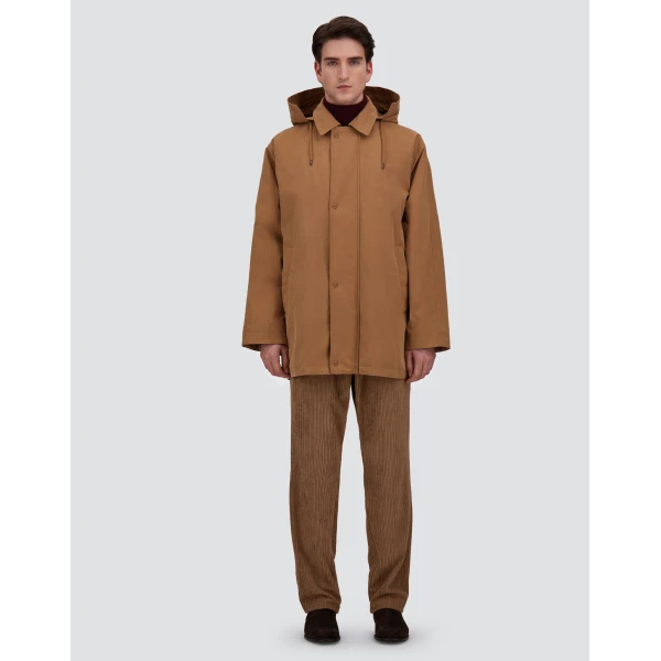 Herno Camel Short Parka in Waxed Cotton Blend | Men's Coats | Luxury Shoes 