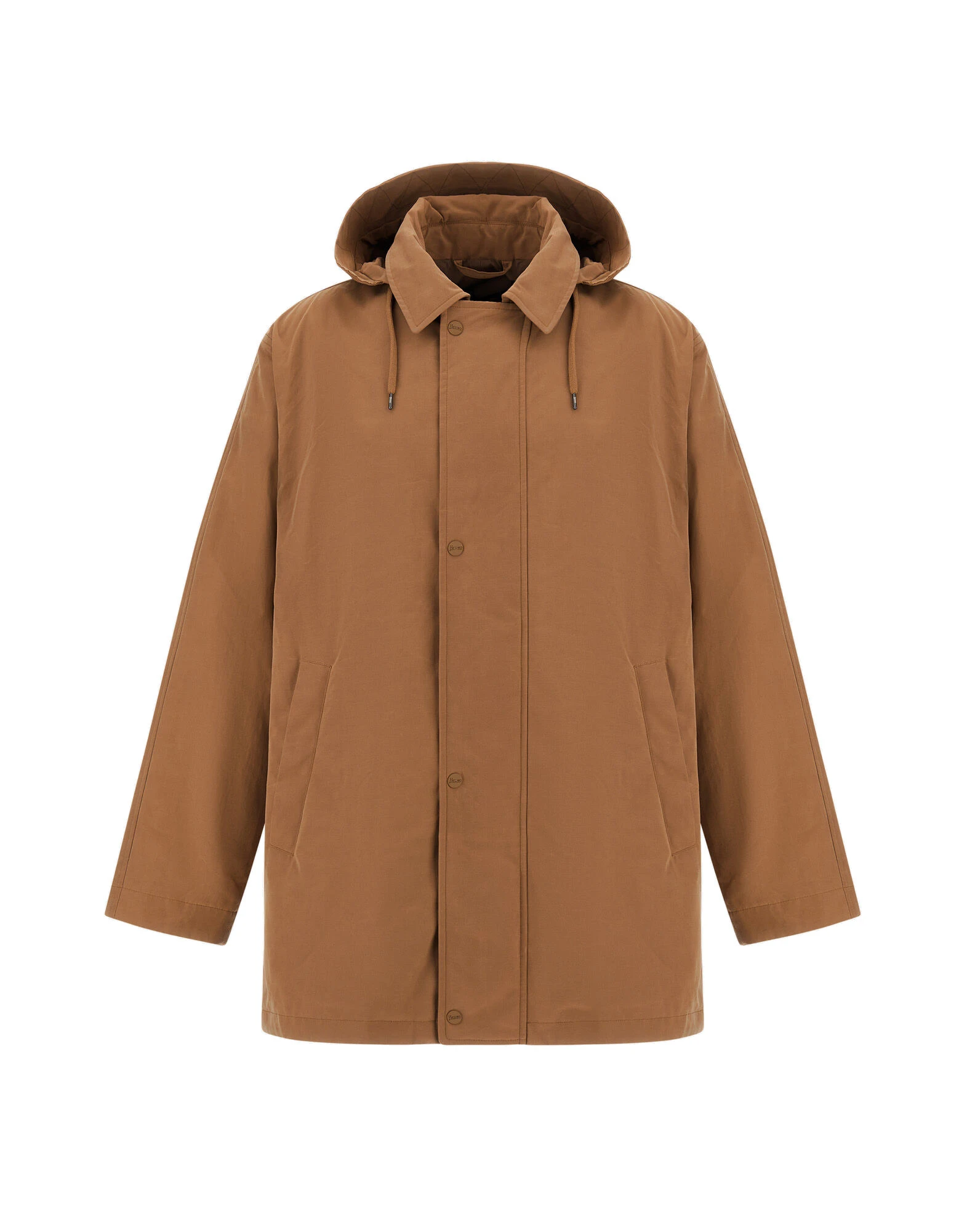 Herno Camel Short Parka in Waxed Cotton Blend Herno Camel Short Parka in Waxed Cotton Blend | Men's Coats | Luxury Shoes