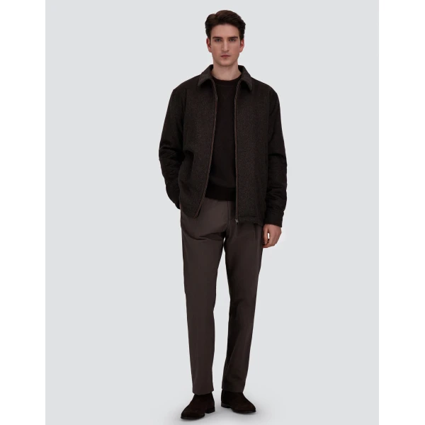 Herno Cashmere Cloth, Mohair and Suede-Effect Shacket in Dark Brown | Men's Jackets | Luxury Shoes 