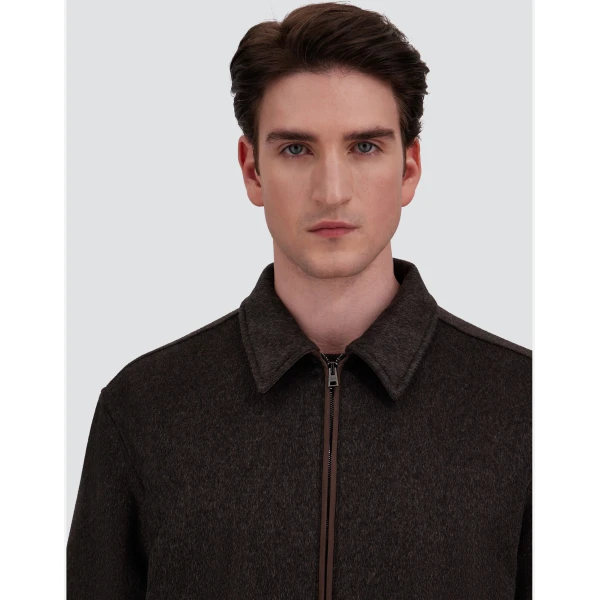Herno Cashmere Cloth, Mohair and Suede-Effect Shacket in Dark Brown | Men's Jackets | Luxury Shoes 