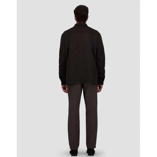 Herno Cashmere Cloth, Mohair and Suede-Effect Shacket in Dark Brown | Men's Jackets | Luxury Shoes 