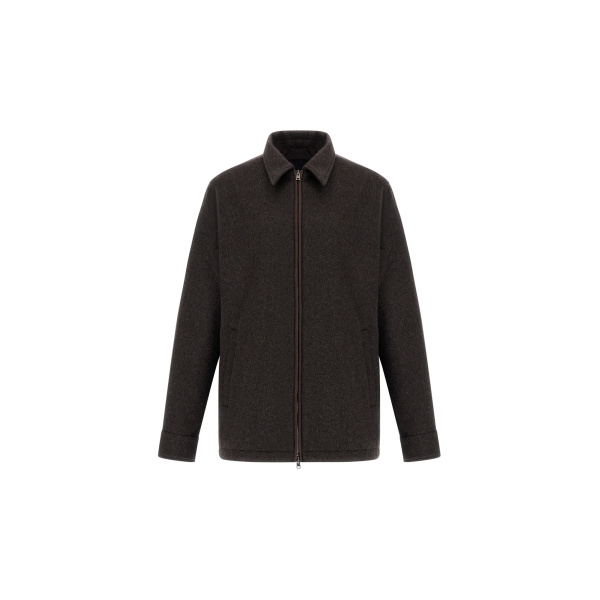 Herno Cashmere Cloth, Mohair and Suede-Effect Shacket in Dark Brown | Men's Jackets | Luxury Shoes 