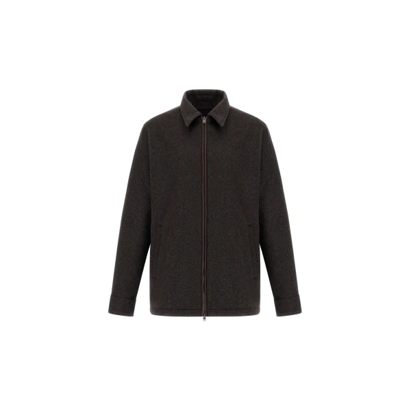 Herno Cashmere Cloth, Mohair and Suede-Effect Shacket in Dark Brown | Men's Jackets | Luxury Shoes 