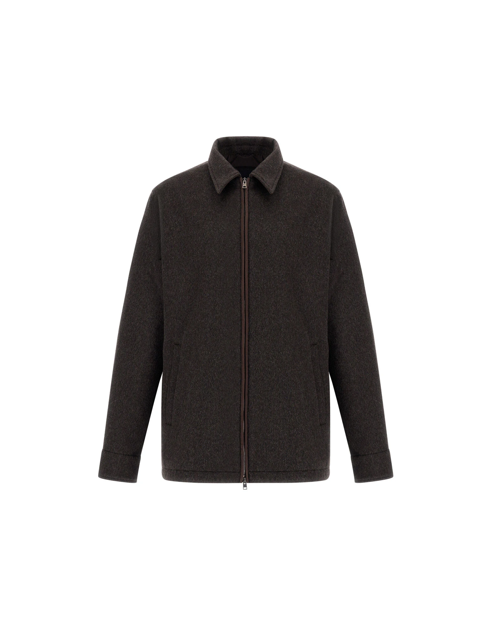 Herno Cashmere Cloth, Mohair and Suede-Effect Shacket in Dark Brown Herno Cashmere Cloth, Mohair and Suede-Effect Shacket in Dark Brown | Men's Jackets | Luxury Shoes