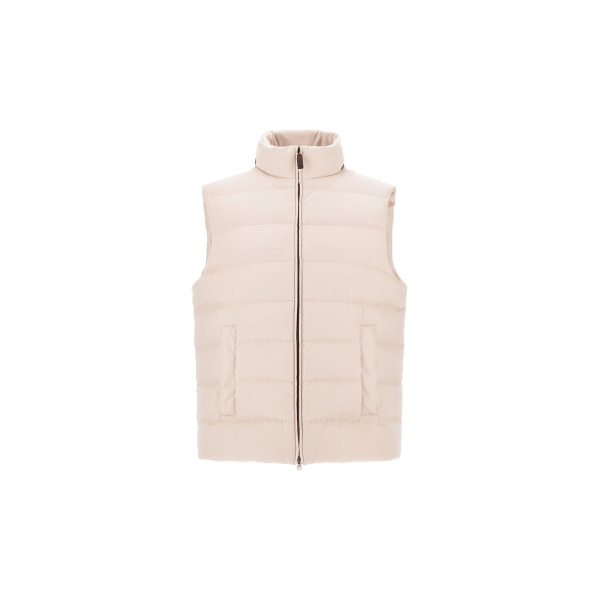 Herno Cashmere and Silk Vest with Monogram in Chantilly | Men's Jackets | Luxury Shoes 