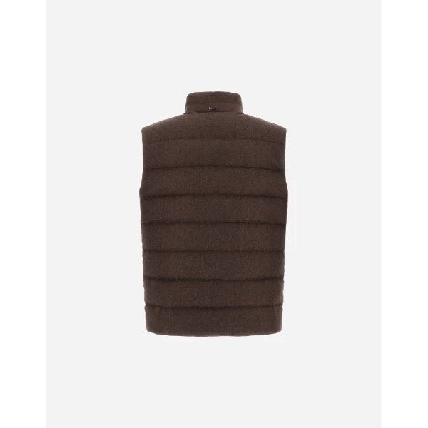 Herno Cashmere and Silk Vest with Monogram in Dark Brown | Men's Jackets | Luxury Shoes 