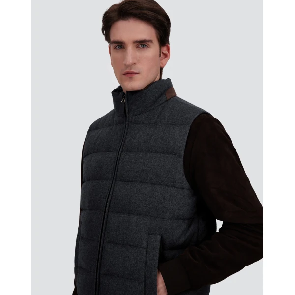 Herno Cashmere and Silk Vest with Monogram in Navy Blue | Men's Jackets | Luxury Shoes 