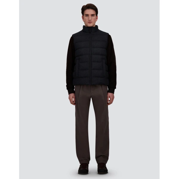 Herno Cashmere and Silk Vest with Monogram in Navy Blue | Men's Jackets | Luxury Shoes 