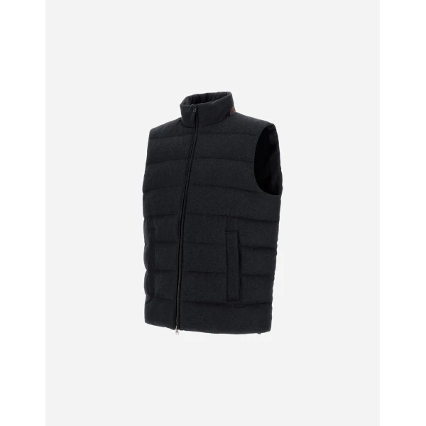 Herno Cashmere and Silk Vest with Monogram in Navy Blue | Men's Jackets | Luxury Shoes 