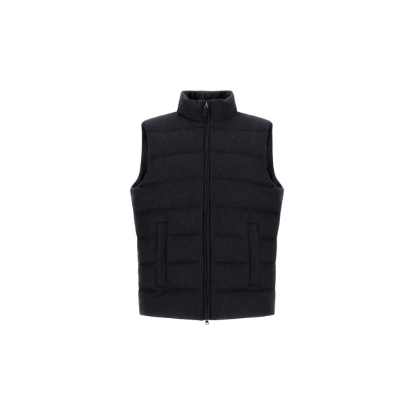 Herno Cashmere and Silk Vest with Monogram in Navy Blue | Men's Jackets | Luxury Shoes 