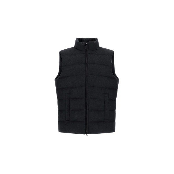 Herno Cashmere and Silk Vest with Monogram in Navy Blue | Men's Jackets | Luxury Shoes 