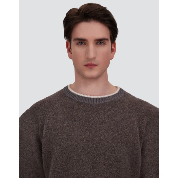 Herno Cashmere and Wool Bouclé Jumper in Light Taupe | Men's Knitwear | Luxury Shoes 