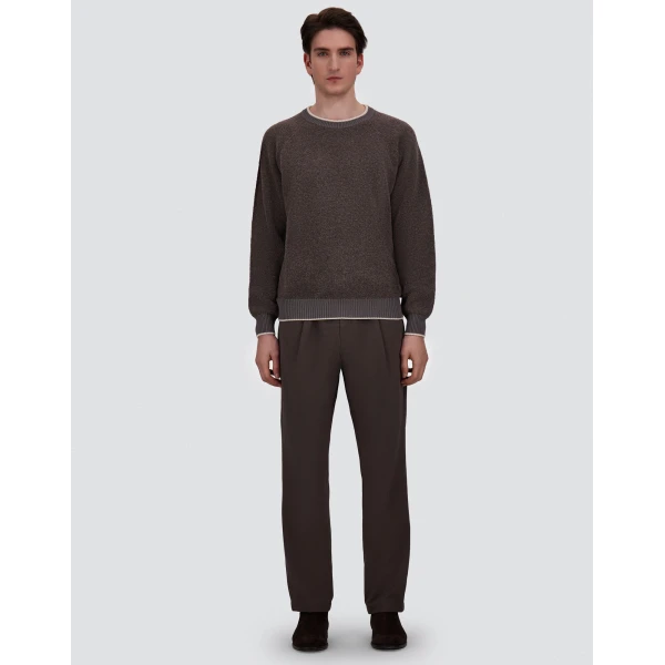Herno Cashmere and Wool Bouclé Jumper in Light Taupe | Men's Knitwear | Luxury Shoes 
