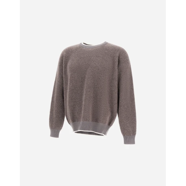Herno Cashmere and Wool Bouclé Jumper in Light Taupe | Men's Knitwear | Luxury Shoes 