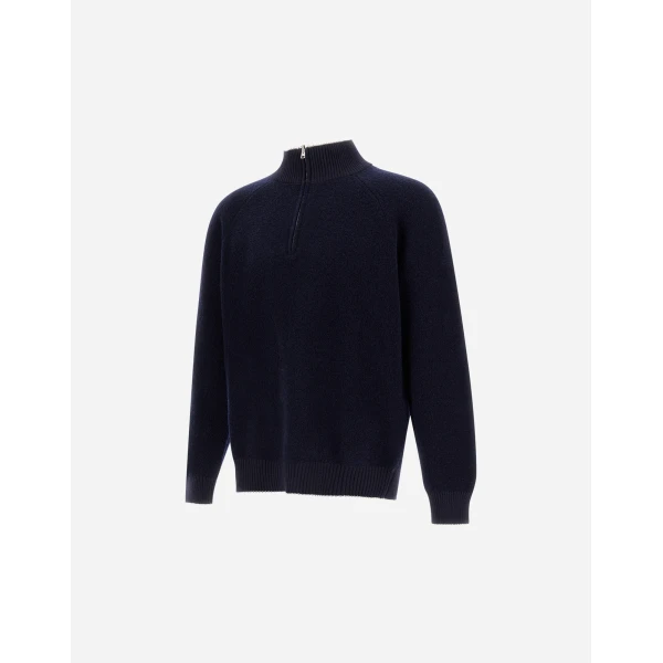 Herno Cashmere and Wool Bouclé Jumper in Navy Blue | Men's Knitwear | Luxury Shoes 