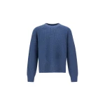 Herno Cashmere and Wool Fisherman's Rib Sweater in Light Blue | Men's Knitwear | Luxury Shoes 